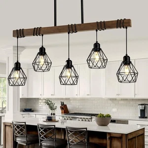 5-Light Kitchen Island Lighting Hanging for Farmhouse Linear Chandeliers,Dini... - Picture 1 of 7