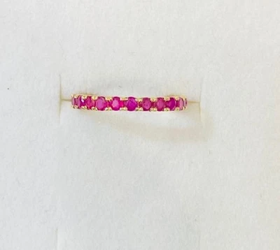 Anillo solitario con racimo de oro amarillo macizo de 14k con rubí redondo tamaño 1,32 GM5,75 Foto 1 de 4