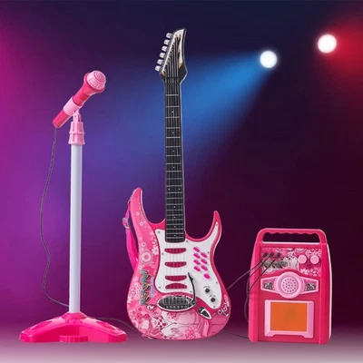 PETS-CENTER-UK Kids Electric Guitar Microphone Amplifier Set Children Rock Star Musical Toy UK
