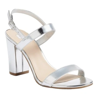 Sandalias BP para mujer plateadas Lula con cordones gruesas punta abierta tacón bloque talla 8 Foto 1 de 4