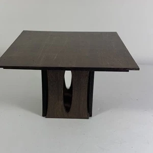 Dollhouse Miniature Table 1:12 Scale Mid Century Modern Walnut Finish - Picture 1 of 6