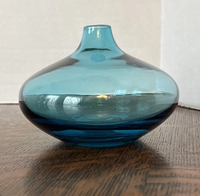 Jarrón de vidrio transparente azul aguamarina IKEA Salong Johanna Jelinek modernista nórdico 3,5x5 pulgadas Foto 1 de 4