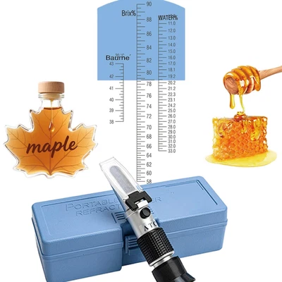 Refractómetro de jarabe de arce miel brix/58-90 brix 10-33 medidor de humedad/homebrew S Foto 1 de 4