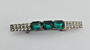 Green Clear rhinestone hair Barrette 2 3/4" - Picture 1 of 8