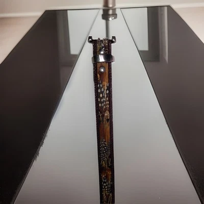 Peacock Feather Belt Unique Rare Item!! Cowgirl Western Leather - Image 1 of 4