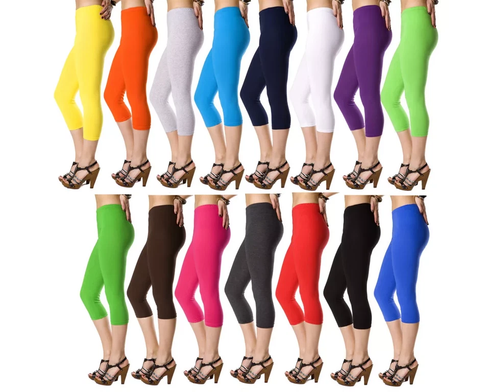 Women's Ladies Cropped 3/4 Leggings Active Capri Length Stretchy Pants Size 6-24 - Image 1 of 1