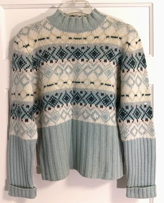 Vtg Neiman Marcus Cashmere Sweater Wn XL Lambswool Angora Fair Isle Icelandic - Image 1 of 4