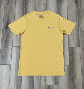 Columbia Nitro Short Sleeve Golden Yellow Crew Neck Graphic Print Tee Mens M - Picture 1 of 9