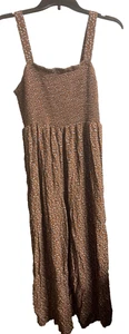 DOKOTOO Tuta Donna XLarge Smocked Gamba Larga Marrone Floreale Senza Maniche #6R - Foto 1 di 4