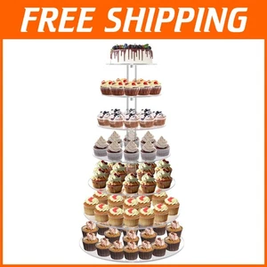 Elegante supporto per cupcake in acrilico a 7 livelli - perfetto per matrimoni e celebrazioni - Foto 1 di 8