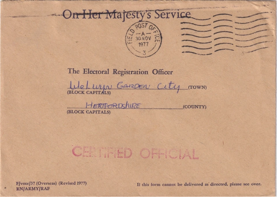 КИПР Episkopi FPO 3 1977 Обложка Выборов OHMS 3rd Bn. Королевский английский полк - Изображение 1 из 4