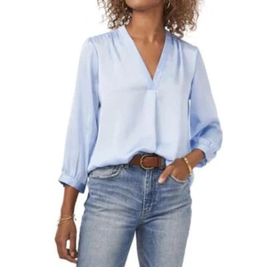 Vince Camuto Neu mit Etikett Damen Rumpel Satin Top in Frozen Blue - Größe Medium - Bild 1 von 9