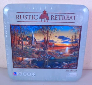 RUSTIC RETREAT - 1000 PIECE JIGSAW PUZZLE JIM HANSEL #50402-1 SEALED TIN - Picture 1 of 4