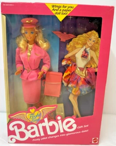 Set regalo bambola Barbie Mattel Flight Time 1989 #9584 nuovo con scatola - Foto 1 di 11