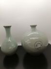 2 small Korean celadon vases with auspicious clouds and cranes