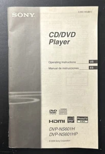 USER MANUAL for SONY DVP-NS601H, DVP-NS601HP - DVD/CD Player - Picture 1 of 1
