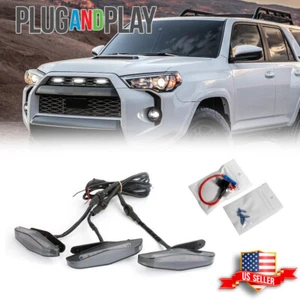 3PCS Set Smoked White LED Front Grille Light Lamp Kit For 2014-up Toyota 4Runner - Picture 1 of 12