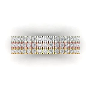 0.86 ctw Zirconia Diamond Women's Wedding Band | Stackable 14K 2-Tone Gold Ring - Picture 1 of 11