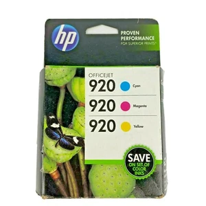 HP 920 Color Ink Cartridge Genuine C M Y for HP Printer 3PK CMY NEW - Picture 1 of 4