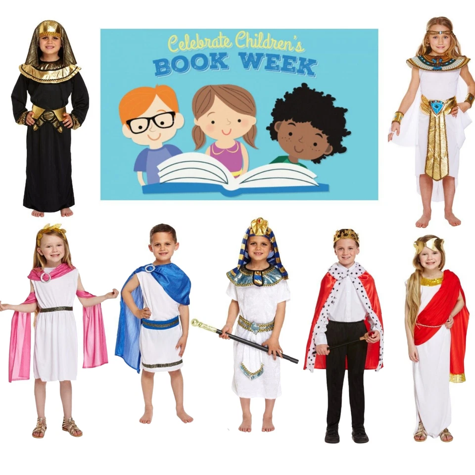 EGYPTIAN BOOK WEEK COSTUMES Kids Ancient Historic Fancy Dress Child Outfit - Image 1 of 4