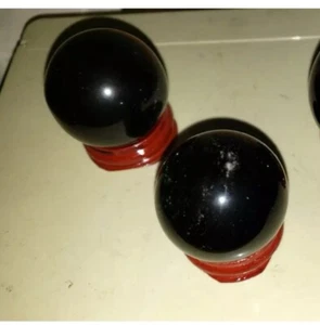 1,5 Zoll natürliche Kristalle poliert, Reiki Heilkristallkugel, schwarz 2er Set - Bild 1 von 2