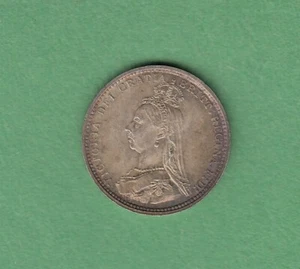 1887 Great Britain Threepence Silver Coin - UNC - Picture 1 of 2