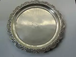 Antique Serving 10.5" Plate Quadruple Plate Hard White Metal LLO - Picture 1 of 8