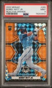 2022 Mosaic #265 Bobby Witt Jr. RC Reactive Orange Prizm PSA 9 Royals Rookie