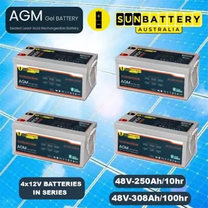 48V 300AH OFF GRID SOLAR DEEP CYCLE AGM GEL BATTERY BANK RV 4WD Volt Amp Hour - Picture 1 of 3
