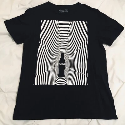 Coca Cola Coke Bottle Logo POP Psychedelic Optical Illusion T-Shirt Medium 38/40 - Image 1 of 4