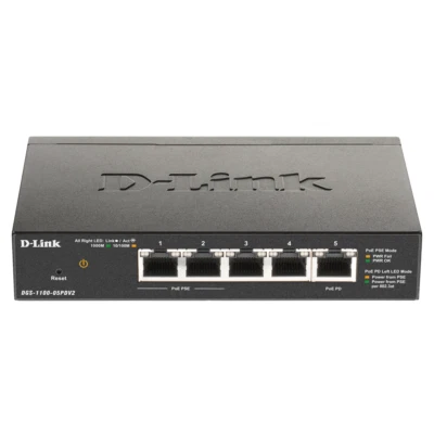 D-Link DGS-1100 5-Port Smart Managed Switch with 2 PoE and 3 BASE-T Ports - image 1 of 3