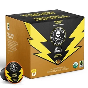 50 Count Organic Fair Trade Light Roast Coffee Pods - Bold Flavor Awaits - Picture 1 of 7