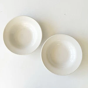 Pier 1 Bianca Farmhouse Country White 9”Cereal Bowls Rope Edge Set of 2 Rare - Picture 1 of 11