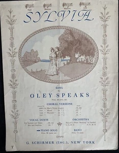 Sylvia Pianoforte Spartiti Musicali di Oley Speaks Antico 1918 Art Decò  - Foto 1 di 3