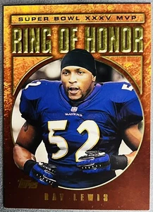 Topps Ring of Honor Super Bowl XXXV 2002 MVP #RL35 Ray Lewis Baltimore Ravens - Imagen 1 de 2
