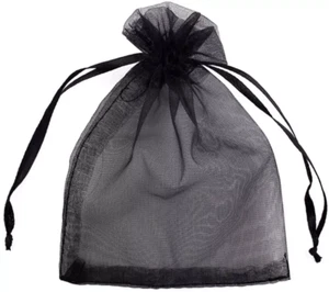100pcs Sheer Organza Favor Bags 12X16 INCH X Large Organza Drawstring Bags Black - Picture 1 of 1