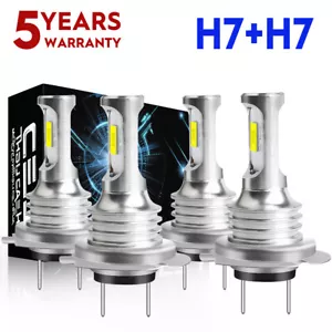 4x H7 10000K LED Headlight Kit High Low Beam Bulbs 3300000LM White Super Bright - Picture 1 of 18