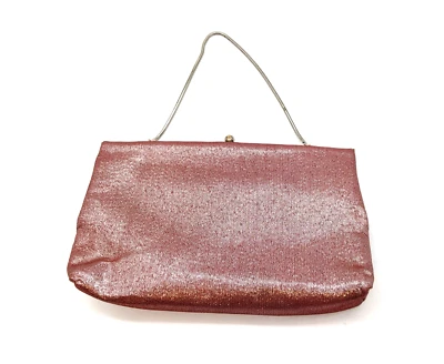 Cartera clutch vintage rosa metálico con cadena Foto 1 de 4