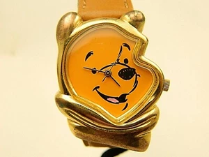  Winnie The Pooh Face watch with leather band Disney collectible lot 564 BOX 137 - Picture 1 of 8