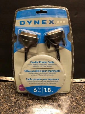 New Dynex  6' Parallel Printer Cable, High Speed Between PC & Printer DX-C101801 - Image 1 of 4