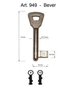 Bartschlüssel Buntbart Bever Artikel 949 M9 70mm Lang Buntbartschlüssel - Bild 1 von 1
