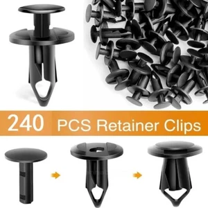 240PCS 8mm Bumper Retainer Clips Auto Car Plastic Push Rivets Fastener Fender - Bild 1 von 9