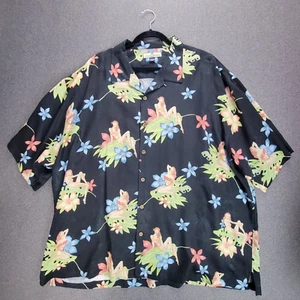Vintage Tommy Bahama Hemd Herren XXL Schwarz Seide Hawaii Pin Up Girl - Bild 1 von 6