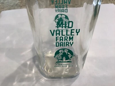 VINTAGE  1/2 PINT MILK BOTTLE Mid Valley Farm Dairy - Image 1 of 4