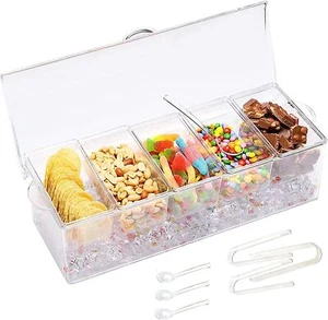 Condiment Containers with Lids,Ice Chilled Condiment Containers,Clear Fruit Tray - Picture 1 of 5