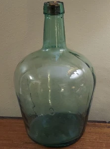 Vintage French Viresa Bottle Demijohn Wine Jug Spain 12" Green Glass - Picture 1 of 7
