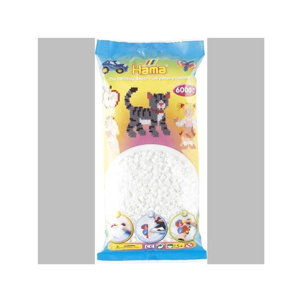 Hama 6000 Midi Bügelperlen 205-01 Weiß Ø 5 mm Perlen Steckperlen Beads - Bild 1 von 1