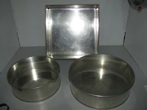 Vintage Square & 2 Round Cake Heavy Metal Tins Mixed Lot Good Condition As Shown - Picture 1 of 6