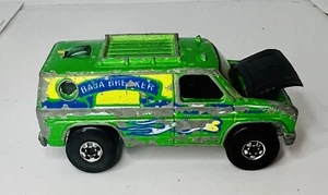 Vintage 1977 Hot Wheels Baja Breaker Mattel Hong Kong BW Green Van Hood Opens - Picture 1 of 7