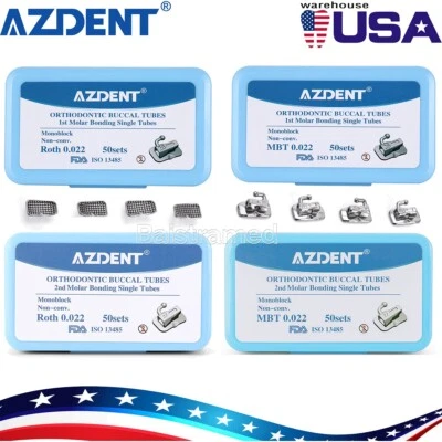 50Sets Tubos bucales de ortodoncia dental 1er 2nd molar Bondable Roth MBT 022 - Image 1 of 4